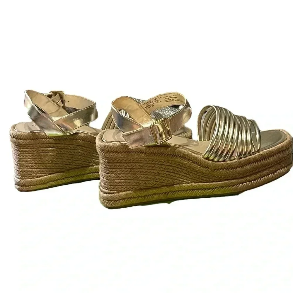 Kenneth Cole NWOT Shelby Espadrille Wedge Metallic Sandal Size 11